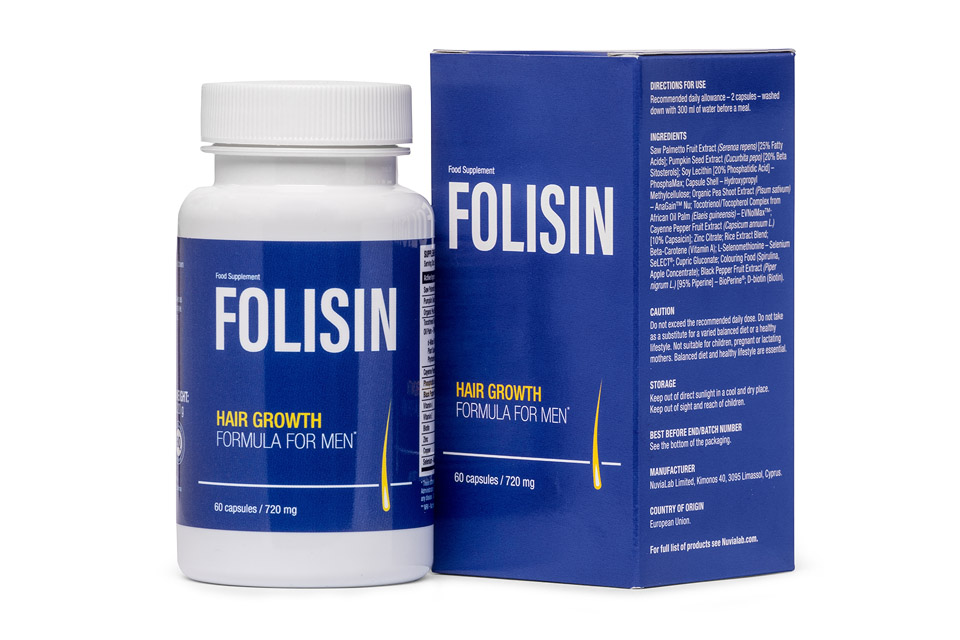 Folisin - 60 Capsule, Integratore per la Calvizie per favorire Crescita dei Capelli